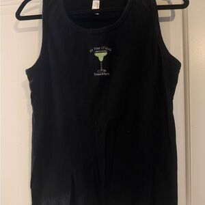 Ladies Ribbed Black Tank Top “It’s 5 o’clock Somewhere”